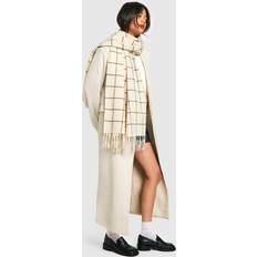 Boohoo Scarfs boohoo Contrast Stitch Flanneled Scarf - White
