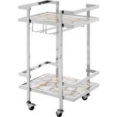 Premier Vita White Agate Drinks Silver Trolley Table