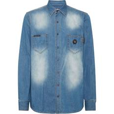 Philipp Plein Shirts Philipp Plein Skull Appliqué Shirt - Blue