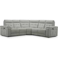 Oak Furnitureland Hopsack Dove Fabric Sofas Large Corner Recliner Sofa