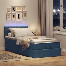 vidaXL Ottoman Seng Med Madras & LEDs Blå 90x200 cm Stof Sengesæt