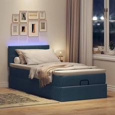 vidaXL Ottoman Seng Med Madras LEDs 90x200 cm Blå Sengesæt