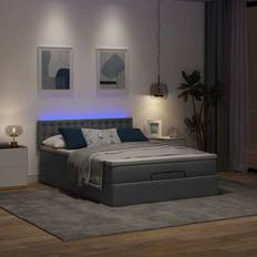 vidaXL Ottoman Seng Med Madras 140x200 cm Stof Mørkegrå Sengesæt