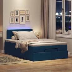 vidaXL Ottoman Seng Med Madras & LEDs Blå 120x200 cm Stof Sengesæt