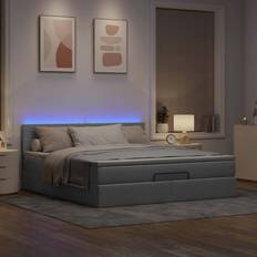 vidaXL Ottoman Seng Med Madras 160x200 cm Stof Lysegrå Sengesæt
