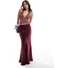 Midi Skirts - Red Threadbare Satin Maxi Skirt - Burgundy/Red