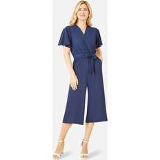 Blue - Women Jumpsuits & Overalls MELA Wrap Over Jumpsuit With Angel Sleeves - Navy