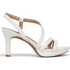 White - Women Heeled Sandals Naturalizer Women's Brenta Medium/Wide Dress Sandals White Faux Leather