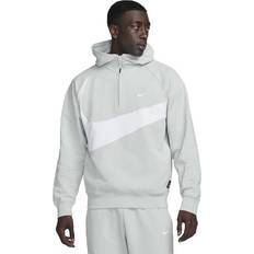 Silver Sweaters Swoosh 1/2 Zip Fleece Hoodie - Silver