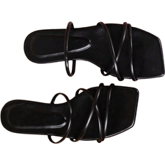 Polyuretan Sandaler Shein Women'S Elegant And Comfortable Strappy Holiday Flat Sandals In Solid Color