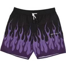 Svarta - Unisex Badbyxor Vision of Super Flames Badshorts - Svart/Lila
