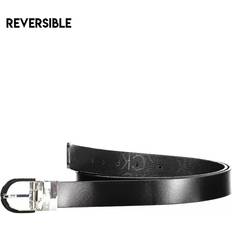 Polyester - Women Belts Calvin Klein Elegant Reversible Belt with Metal Buckle - Black