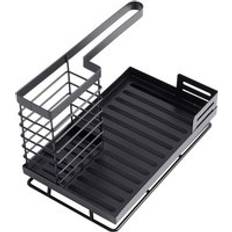 Kitchen sink caddy LivingAndHome Black Steel Kitchen Sink Caddy Organizer Utensil Holder