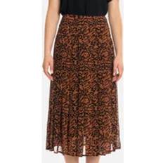 Calvin Klein Brown Skirts Calvin Klein Leopard Georgette Pleated Skirt - Brown