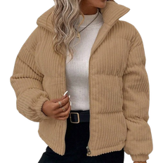 Shein Outerwear Shein Zip Up Corduroy Puffer Coat