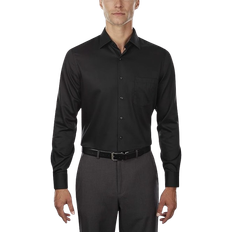 Black - Women Shirts Van Heusen Men's Fitted Stretch Wrinkle Free Sateen Solid Dress Shirt