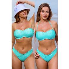 Floral - Woman Bikini Sets Bebe Women's Printed Coated Halter Top - Seafoam