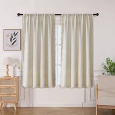 Curtains & Accessories Joydeco Beige Boho Curtains 63 Inch Length Set of 2