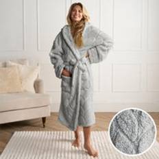 Solid Colours Robes OHS Braided Fleece Dressing Gown - Silver/Grey
