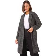 Long - Women Coats Roman Boucle Knit Longline Coatigan - Charcoal