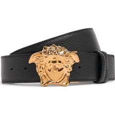Versace Reversible Leather Belt with Medusa Buckle - Black