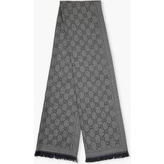 Gucci Scarfs Gucci Gg Jacquard Wool-knit Scarf - Anthracite/Black