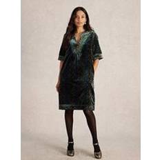 Green - Long Dresses White Stuff Ash Velvet Mix Dress - Green