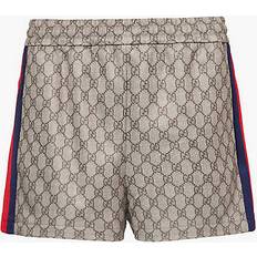 Gucci Women Shorts Gucci Mc Monogram-print Striped-panel Shorts - Beige