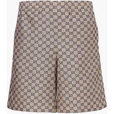 Gucci Men Shorts Gucci Oatmilk Blue Monogram-pattern Shorts - Blue