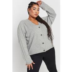 Yours Curve Speckled Button Through Cardigan - Grey