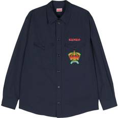 Kenzo Shirts Kenzo Logo Appliqué Cotton Shirt - Blue
