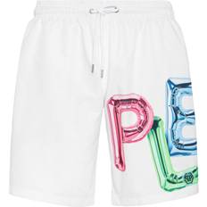 Philipp Plein Men Swimwear Philipp Plein Bombing Graffiti Swim Shorts - White