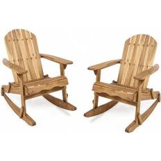 Wood Outdoor Rocking Chairs Vivian Outdoor Acacia Wood Adirondack Rocking Chair Set of 2