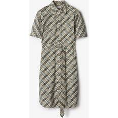 Brown - Flannel Shirt Shirts Check Cotton Shirt Dress - Brown