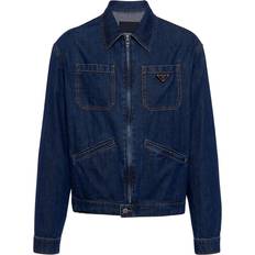 Prada Men Jackets Prada Logo Appliqué Denim Jacket - Blue