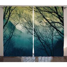 Curtains & Accessories Ambesonne Nature Curtains Surreal Morning in The Foggy Misty Forest M