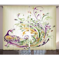 Curtains & Accessories Ambesonne Abstract Curtains Peacock Bird Tail Feathers