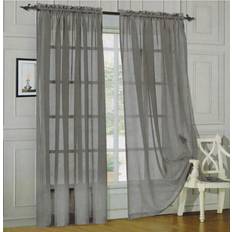 Elegant Comfort 2-Piece Solid Sheer Window Curtains 60 x 84 Inch