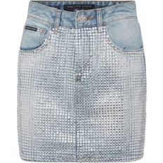Philipp Plein Skirts Philipp Plein Crystal Embellished Denim Miniskirt - Blue