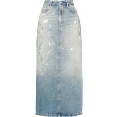 Acne Studios Skirts Acne Studios Paint Splatter Denim Maxi Skirt - Blue
