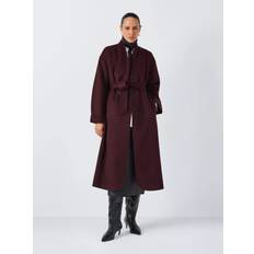 John Lewis Wrap Double Front Coat - Burgundy