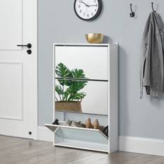 [en.casa] Skoskåp Med Spegel 3 Lådor 103 x 63 x 17 cm Skoställ