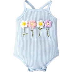 Shoulder Straps Bodysuits Children's Clothing Shein Baby Girls' Flower Decorated 3d Applique Strap Bodysuit