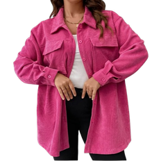 Dam - Manchester Överdelar Shein Plus Drop Shoulder Flap Pocket Corduroy Coat