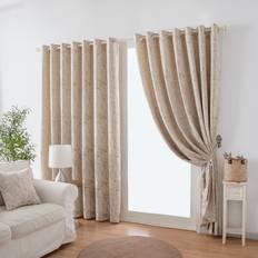 Curtains & Accessories Jacquard Chenille Fully Lined Eyelet Ring Top Pair