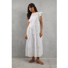 Midi Dresses - White Warehouse Broderie Mix Tiered Midi Dress - White