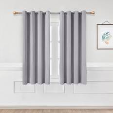 Grey Grommet Top Blackout Curtain Set 117 cm