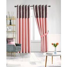 ZIMEL HOMES Crushed Velvet Band Curtains 90 x 90 in