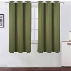 Curtains & Accessories Lemomo Olive Green Blackout Curtains 42 x 63 Inch Length Set of 2