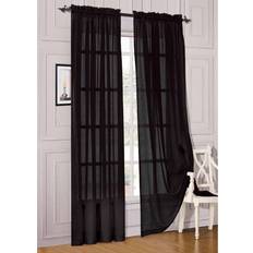 Curtains & Accessories Elegant Comfort 2 Piece Solid Sheer Window Curtains 60" x 84"